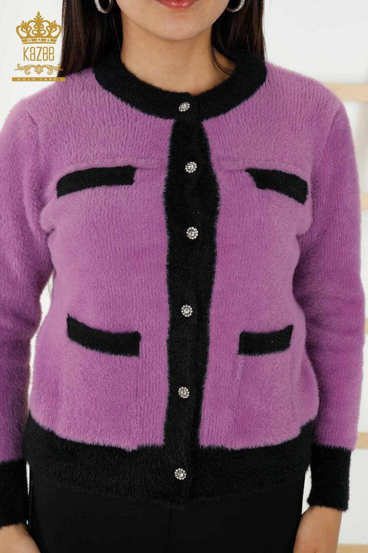 Women's Cardigan Buttoned Lilac - 30094 | KAZEE