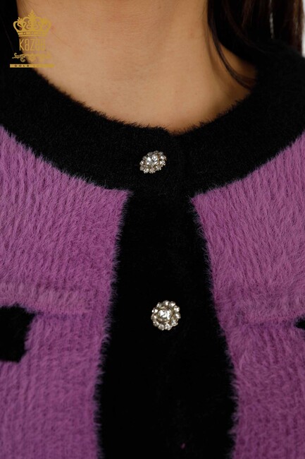 Women's Cardigan Buttoned Lilac - 30094 | KAZEE - Thumbnail