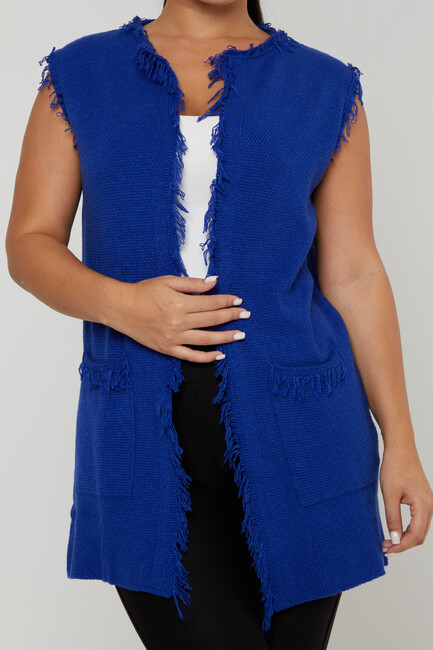 Women's Cardigan Tassel Detailed Saxe - 30362 | KAZEE - Thumbnail