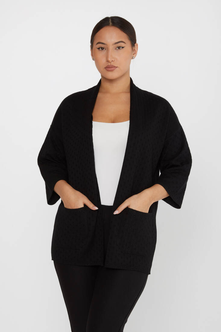 Women's Cardigan Pocket Black - 30056 | KAZEE