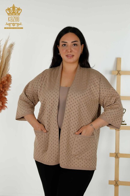 Women's Cardigan Pocket Detailed Beige - 30056 | KAZEE - Thumbnail