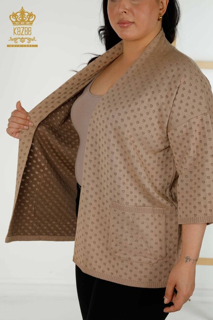 Women's Cardigan Pocket Detailed Beige - 30056 | KAZEE - Thumbnail