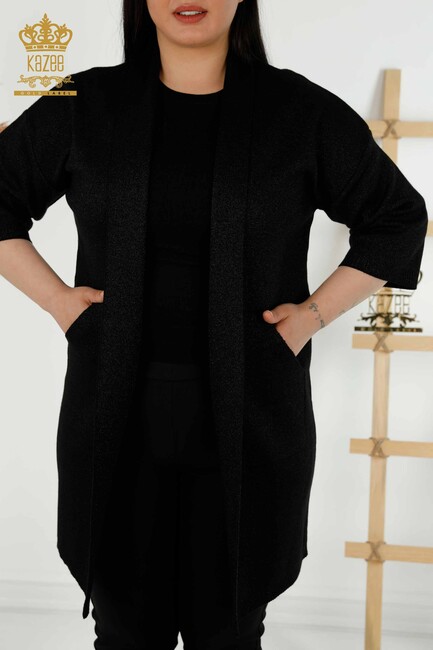 Women's Cardigan Pocket Detailed Black - 30047 | KAZEE - Thumbnail