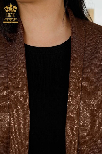 Women's Cardigan Pocket Detailed Brown - 30047 | KAZEE - Thumbnail