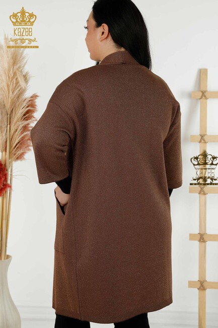 Women's Cardigan Pocket Detailed Brown - 30047 | KAZEE - Thumbnail