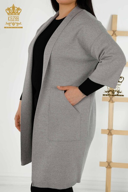 Women's Cardigan Pocket Detailed Gray - 30047 | KAZEE - Thumbnail