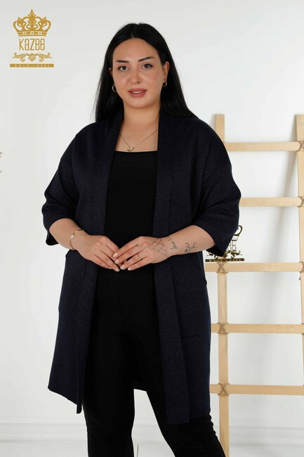 Women's Cardigan Pocket Detailed Navy Blue - 30047 | KAZEE - Thumbnail