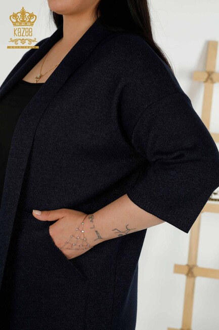 Women's Cardigan Pocket Detailed Navy Blue - 30047 | KAZEE - Thumbnail