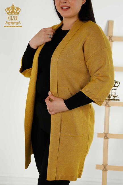 Women's Cardigan Pocket Detailed Saffron - 30047 | KAZEE - Thumbnail