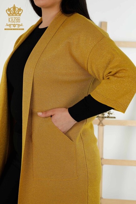 Women's Cardigan Pocket Detailed Saffron - 30047 | KAZEE - Thumbnail