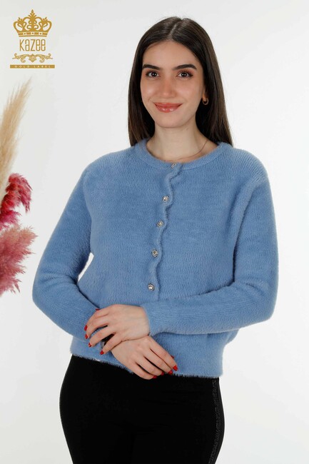 Women's Cardigan Stone Detailed Blue - 19099 | KAZEE - Thumbnail