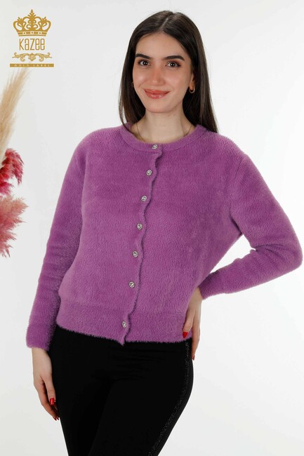 Women's Cardigan Stone Detailed Dark Lilac - 19099 | KAZEE - Thumbnail