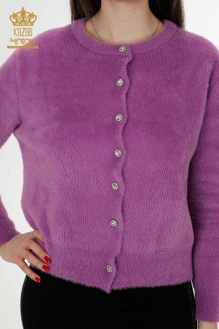 Women's Cardigan Stone Detailed Dark Lilac - 19099 | KAZEE - Thumbnail