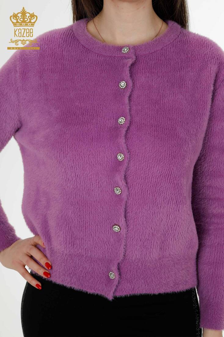 Women's Cardigan Stone Detailed Dark Lilac - 19099 | KAZEE