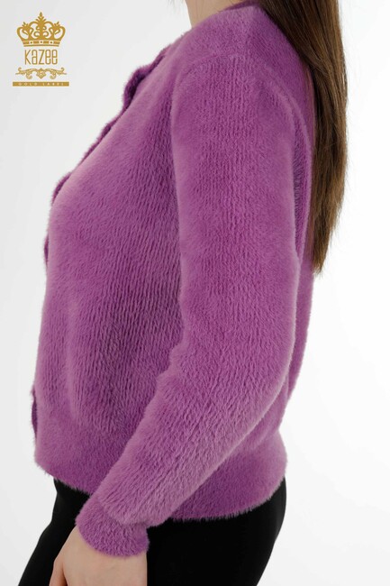 Women's Cardigan Stone Detailed Dark Lilac - 19099 | KAZEE - Thumbnail