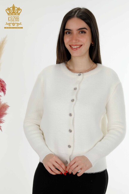 Women's Cardigan Stone Detailed Ecru - 19099 | KAZEE - Thumbnail