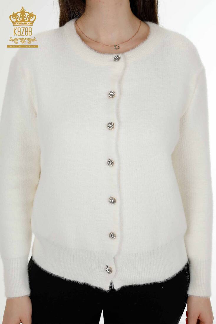 Women's Cardigan Stone Detailed Ecru - 19099 | KAZEE