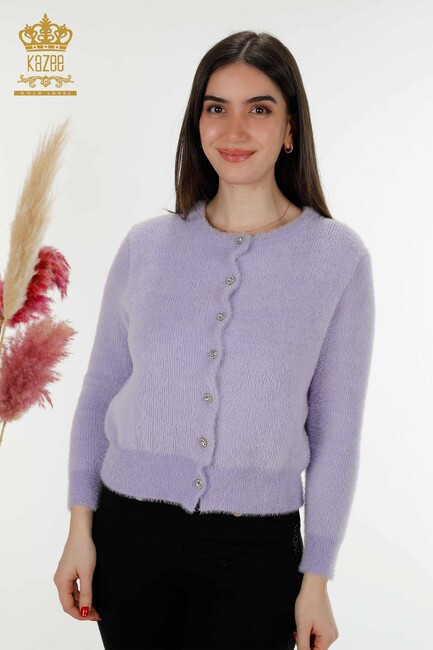 Women's Cardigan Stone Detailed Lilac - 19099 | KAZEE - Thumbnail