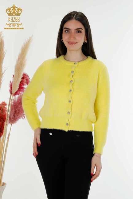 Women's Cardigan Stone Detailed Yellow - 19099 | KAZEE - Thumbnail