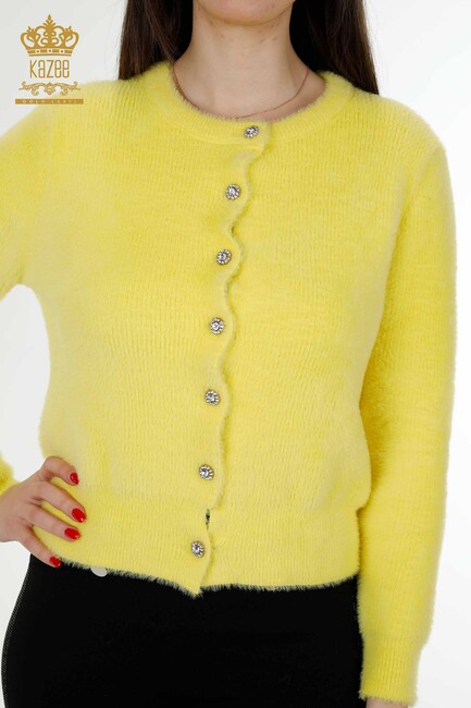 Women's Cardigan Stone Detailed Yellow - 19099 | KAZEE - Thumbnail