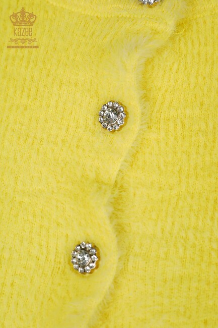 Women's Cardigan Stone Detailed Yellow - 19099 | KAZEE - Thumbnail