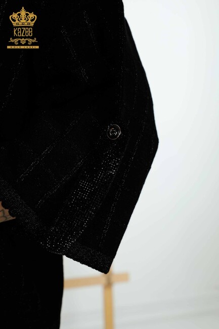 Women's Cardigan Stone Embroidered Black - 30057 | KAZEE - Thumbnail