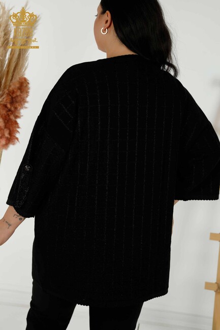 Women's Cardigan Stone Embroidered Black - 30057 | KAZEE - Thumbnail