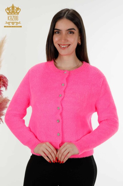 Women's Cardigan Stone Detailed Fuchsia - 19099 | KAZEE - Thumbnail