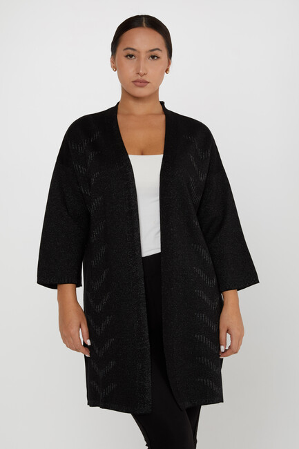 Women's Cardigan Stone Detailed Buttoned Black - 30713 | KAZEE - Thumbnail