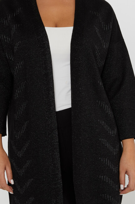 Women's Cardigan Stone Detailed Buttoned Black - 30713 | KAZEE - Thumbnail