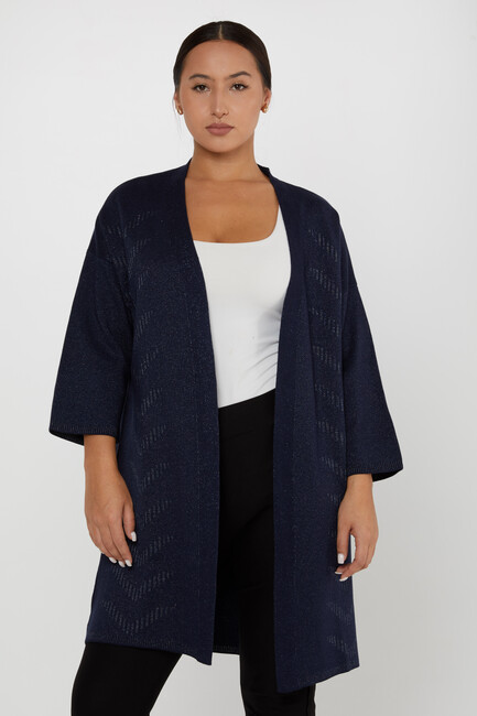 Women's Cardigan Stone Detailed Buttoned Navy Blue - 30713 | KAZEE - Thumbnail