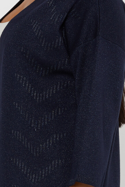 Women's Cardigan Stone Detailed Buttoned Navy Blue - 30713 | KAZEE - Thumbnail