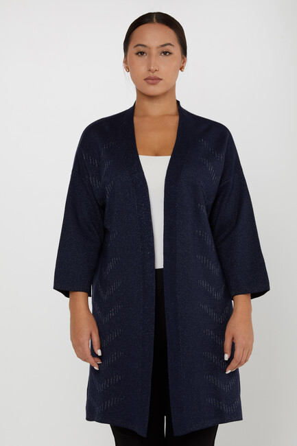 Women's Cardigan Stone Detailed Buttoned Navy Blue - 30713 | KAZEE - Thumbnail