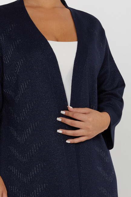 Women's Cardigan Stone Detailed Buttoned Navy Blue - 30713 | KAZEE - Thumbnail