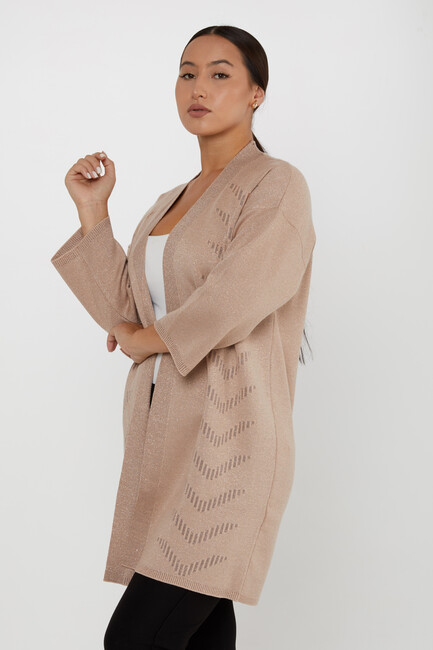 Women's Cardigan Stone Detailed Buttoned Beige - 30713 | KAZEE - Thumbnail