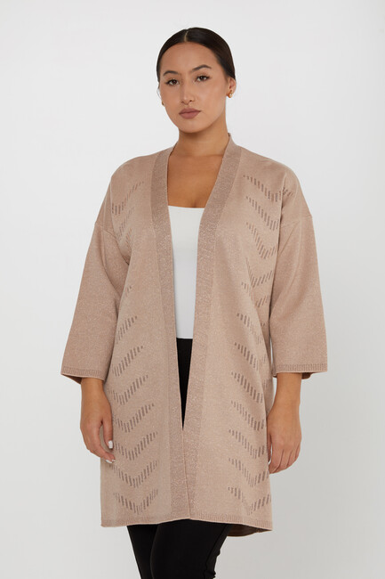 Women's Cardigan Stone Detailed Buttoned Beige - 30713 | KAZEE - Thumbnail