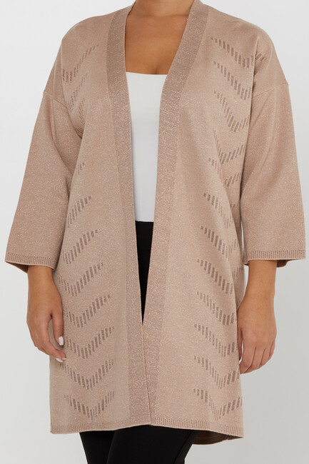 Women's Cardigan Stone Detailed Buttoned Beige - 30713 | KAZEE - Thumbnail