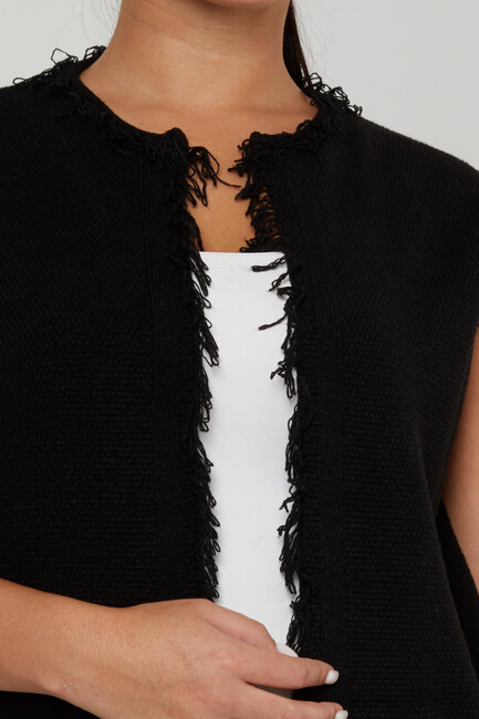 Women's Cardigan Tassel Detail Black - 30362 | KAZEE - Thumbnail