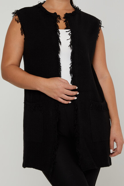 Women's Cardigan Tassel Detail Black - 30362 | KAZEE - Thumbnail