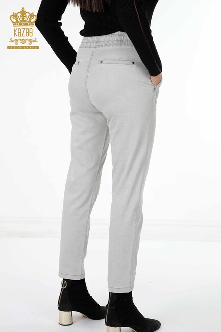 Women's Jeans With Tie Tie Light Gray - 3540 | KAZEE - Thumbnail