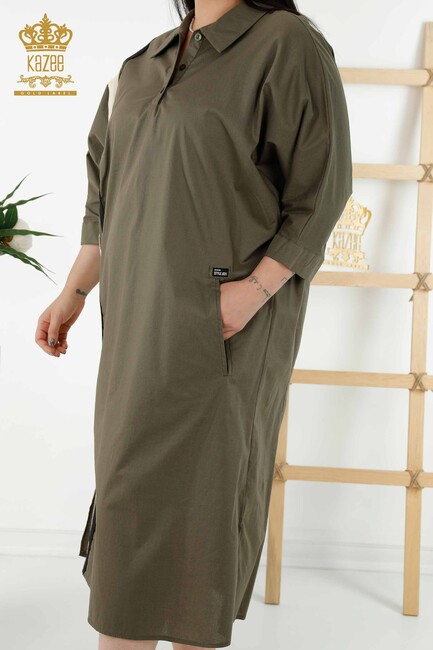 Women's Dress Slit Detailed Khaki - 20380 | KAZEE - Thumbnail