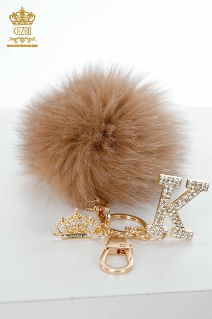 Women's Feathered Keychain Beige - 522 | Kazee - Thumbnail