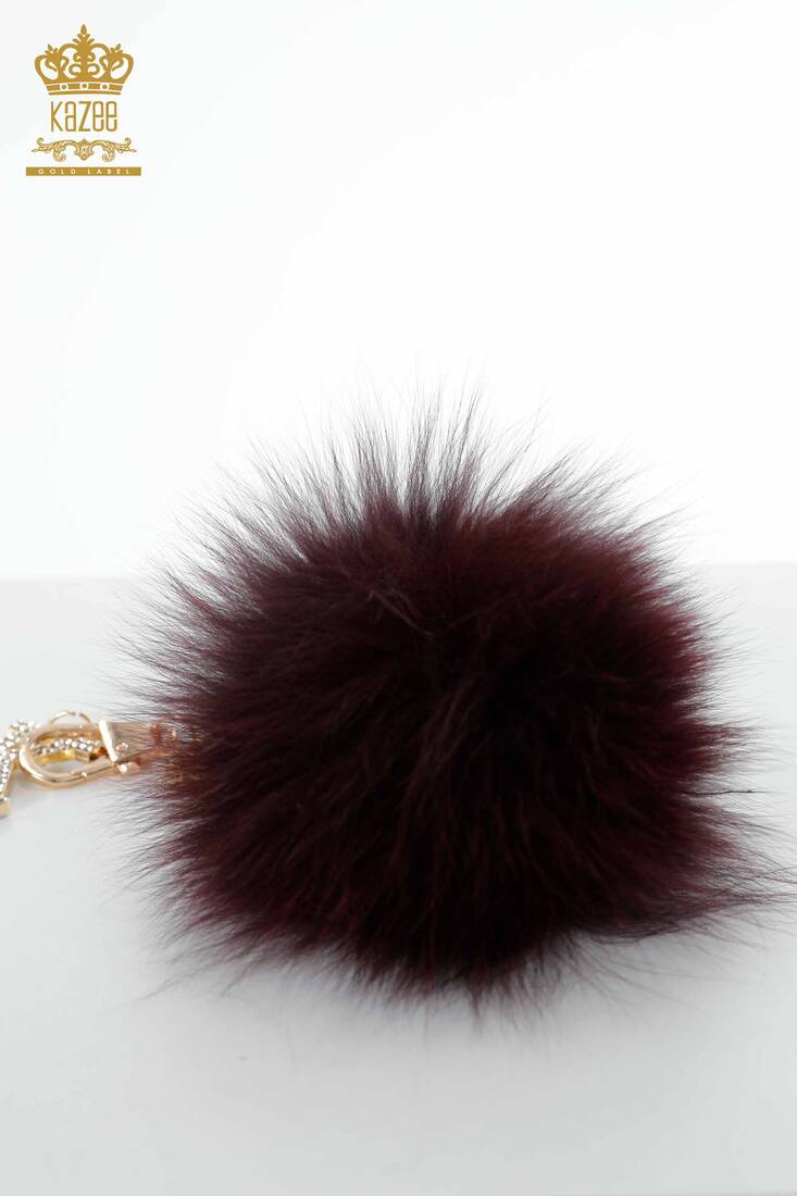 Women's Feathered Keychain Claret Red - 522 | Kazee