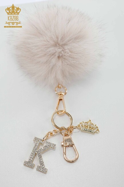 Women's Feather Keychain Ecru - 522 | Kazee - Thumbnail