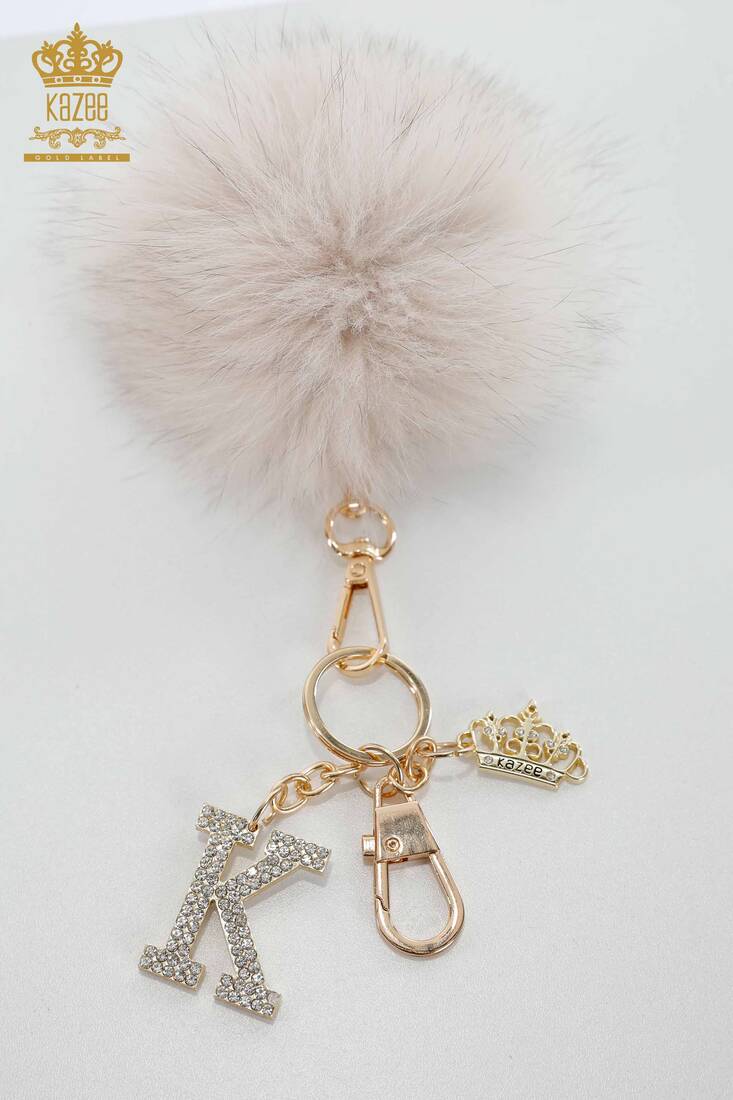 Women's Feather Keychain Ecru - 522 | Kazee