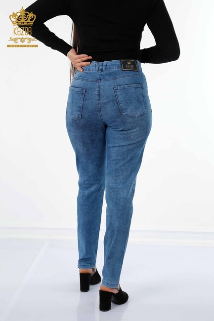 Women's Jeans Colored Stone Embroidered Blue - 3606 | KAZEE - Thumbnail