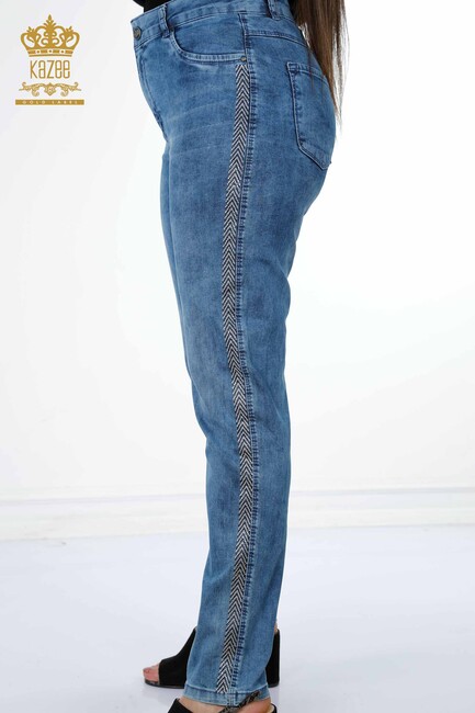 Women's Jeans Blue Crystal Stone Embroidered - 3590 | KAZEE - Thumbnail