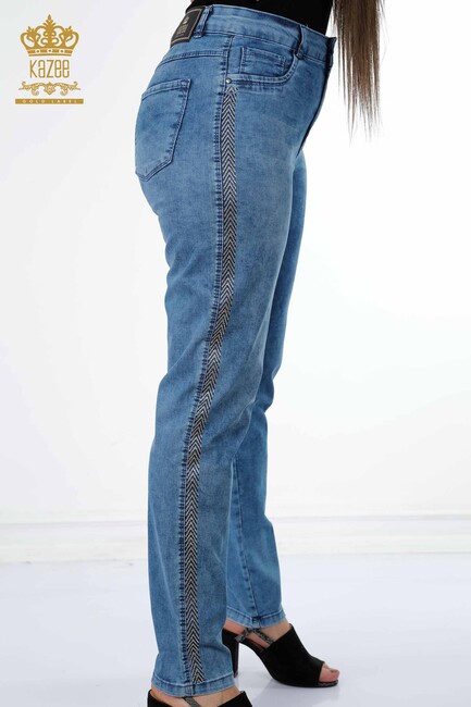 Women's Jeans Blue Crystal Stone Embroidered - 3590 | KAZEE - Thumbnail