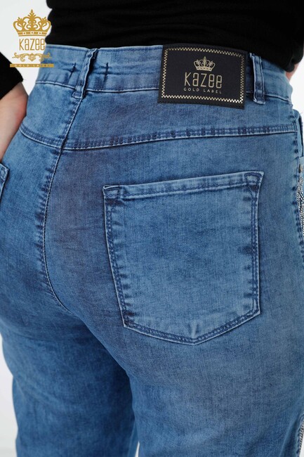 Women's Jeans Blue Crystal Stone Embroidered - 3590 | KAZEE - Thumbnail