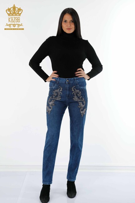 Women's Jeans Patterned Blue - 3542 | KAZEE - Thumbnail